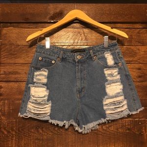 Signature8 Distressed Denim Shorts